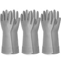 Reusable Waterproof Household Dishwashing Cleaning Rubber Gloves, Non-Slip Kitchen Glove (Grey, Medium (Pack of 3))