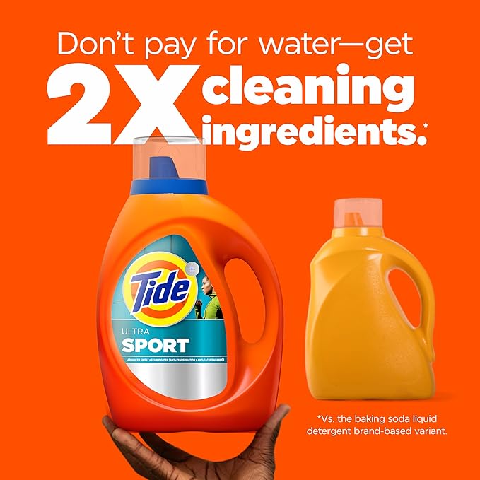 Tide Ultra Sport Liquid Laundry Detergent, 132 fl oz, 94 Loads, Laundry Detergent Liquid with Advanced Sweat plus Stain Fighters