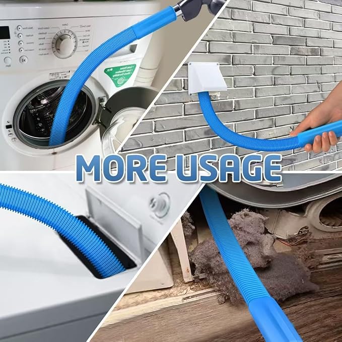 Washing Machine Dryer Vacuum Cleaner Vent Cleaning Brush kit Hose with Brush (Blue)