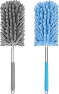 Mini Duster for Cleaning, 360° Bendable Hand Dusters with Extension Pole, Washable Small Duster for Car Interior, Office, Furniture