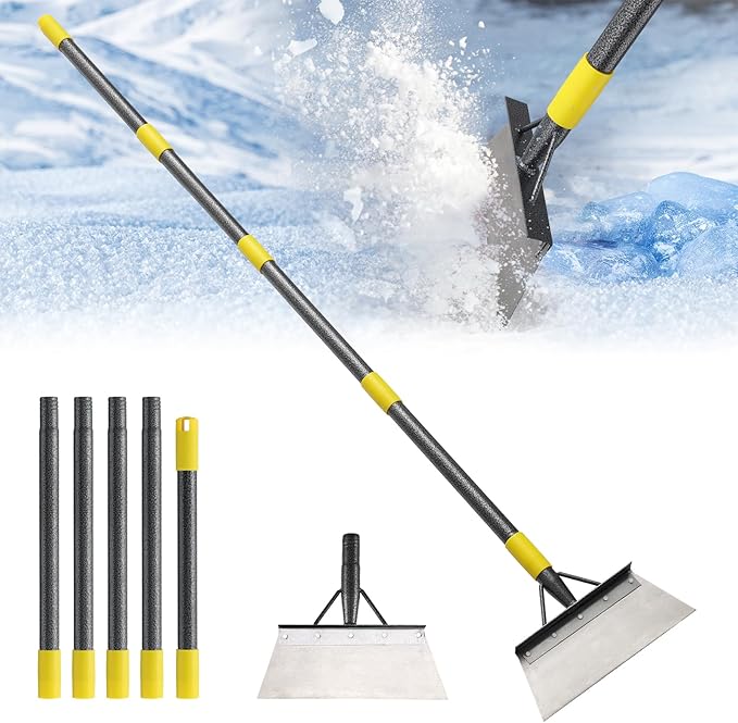 Garden Flat Shovel,74" Ice Scraper for Driveway Sidewalks, Floor Ice Snow Removal Tool for Outdoor Garden, Multifunctional Graden Shovel for Lawn Edging Weeding Chopping
