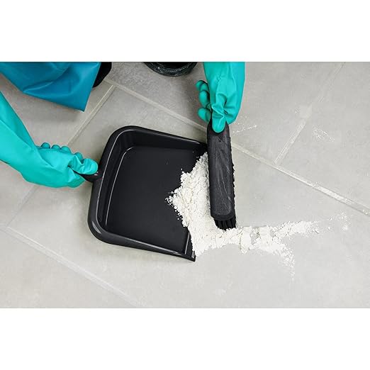 SPARTA Large Handheld Dustpan with Hanging Hole, Heavy-Duty Plastic Dustpan with Wide Lip for Countertops and Surfaces, Plastic, 10 Inches, Black, (Pack of 12)