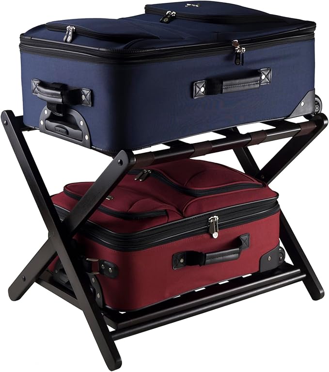 Winsome Reese Luggage Rack with Storage Shelf, for Guest Room, Bedroom, Foldable, No Assembly, Espresso