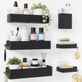 Kitsure Shower Caddy Adhesive - 6-Pack, No-Drilling Shower Shelves with Soap Holder, Toothbrush Holde, 6 Hooks, Rustproof & Stylish Bathroom Organizers and Storage Solution, Black, Large