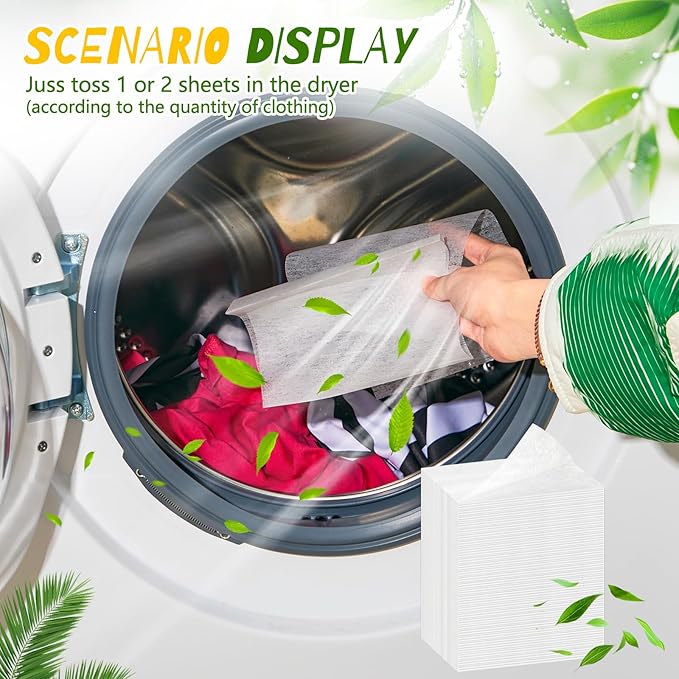 600 Count Unscented Dryer Sheets Bulk Fabric Softener Unscented Dryer Sheets Naturally Softens Freshens Removes Static Cling Prevent Wrinkles, Plant Based for Sensitive Skin, Large Household