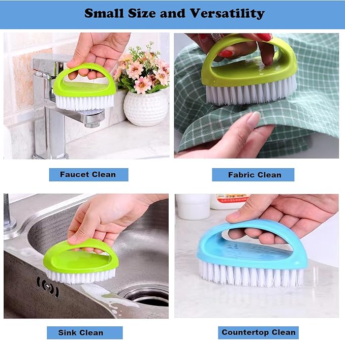2 Pack Scrubbing Brushes for Cleaning, Heavy Duty Scrub Brush Nylon Stiff Bristles,Scrubber Cleaner Brush for Bathroom,Showe,Sink,Kitchen,Bathtub,Floor,Multi-Purpose Cleaning Brush (Pink + Purple)