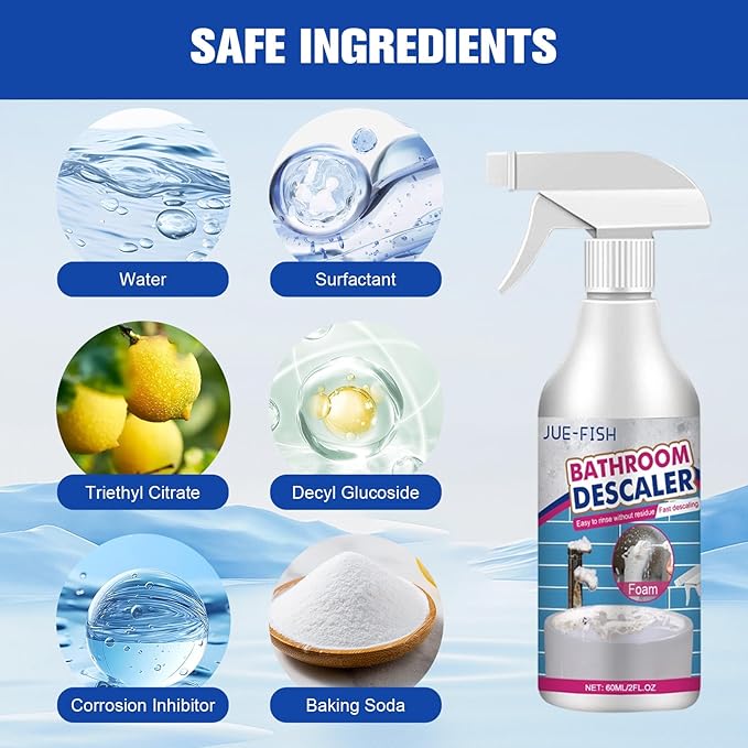 2Pcs Stubborn Stains Cleaner,Limescale Cleaner,Bathroom Foam Cleaner Spray,Bathroom Descaler Cleaner,All-Purpose Bathrooms Descaler Foam Spray