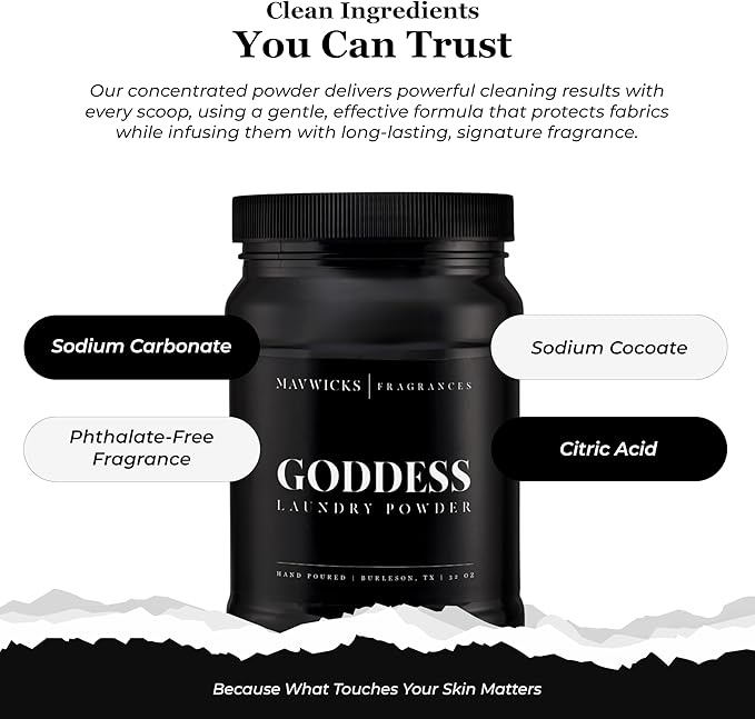 Luxury Laundry Detergent Powder (Goddess) 32 Oz – Concentrated for Tough Stains and Odors, For All Washing machine types – Gentle on Fabrics
