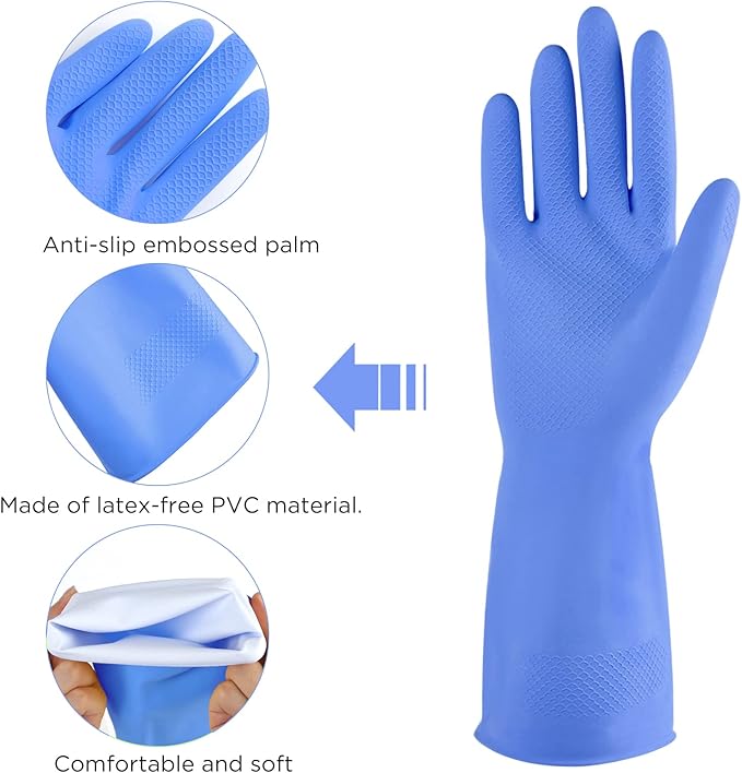 Rubber cleaning gloves 3 or 6 Pairs for Household,Reuseable dishwashing gloves for Kitchen.