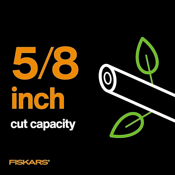 Fiskars Bypass Pruning Shears, 5/8-Inch Cut Capacity SoftGrip Hand Pruner for Small Hands, Blade Stays Sharp Through Heavy Use with Rust Resistant, Low-Friction Coating
