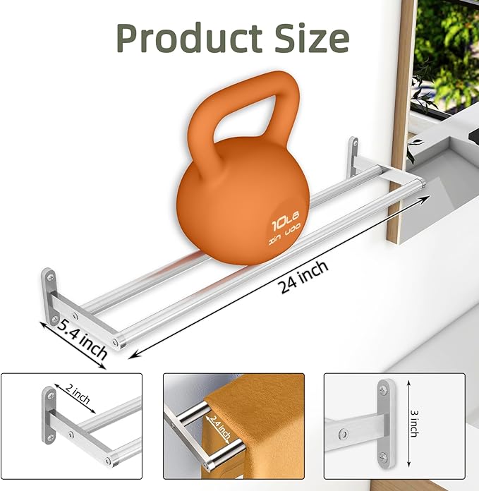 24 Inch Double Towel Bar for Bathroom Wall, Stainless Steel Towel Racks for Bathroom Wall Mounted Rustproof, Long Towel Rod Hand Towel Holder for Bathroom Toilet Kitchen Towel Storage - Brushed Nickel