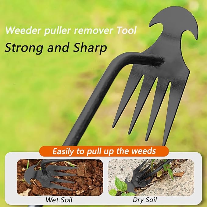 Weed Puller Tool Garden Uprooting Weeding Tool,2025 New Portable Garden Weeding Tool, 15.7in Weeder Tool, 4 Teeth Weeding Artifact Uprooting Weeding Tool