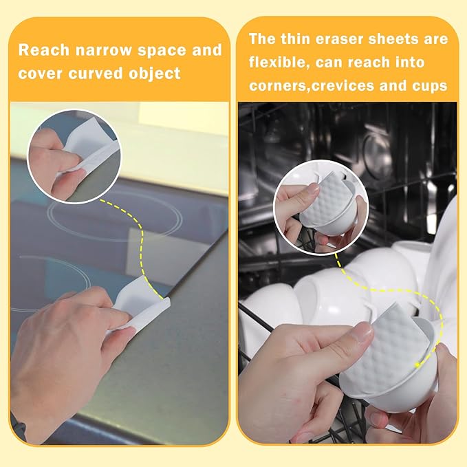 60 PCS Magic Cleaning Sponge Eraser Sheets, Reusable Upgrade Convex Point Scrub Pad Singles Eraser Cleaning Sponge Portable Thin Nano Wipes for Kitchenware Furniture Faucets Hard-to-Reach Places