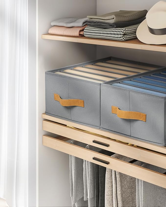 DIMJ Wardrobe Clothes Organizer - Foldable Drawer Organizers for Clothing, Fabric Clothes Organizer, Closet Organizers and Storage Boxes for Jeans, TShirt, Sweaters, Pants, Underwear, Legging
