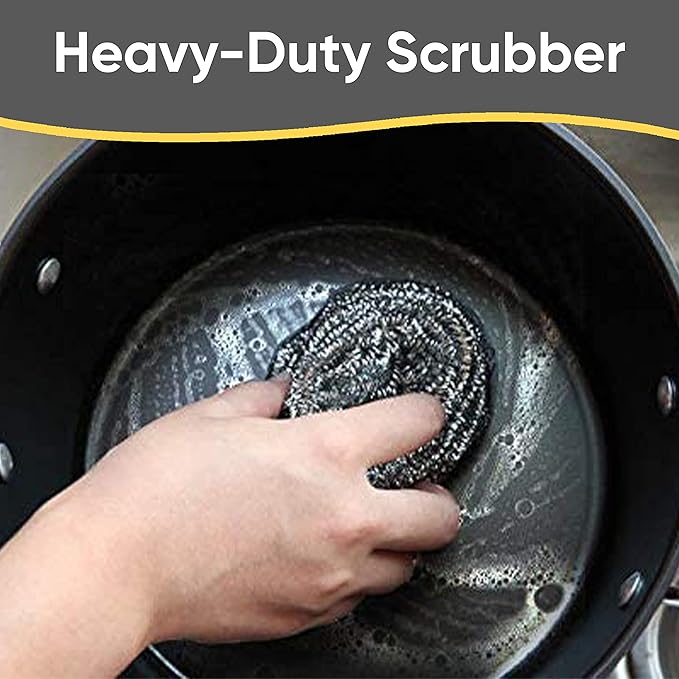 Superio Stainless Steel Scourers Steel Wool Scrubber Pad Used for Dishes, Pots, Pans, Grill, Stoves, and Ovens, Easy scouring for Tough Kitchen Cleaning Pack of 24
