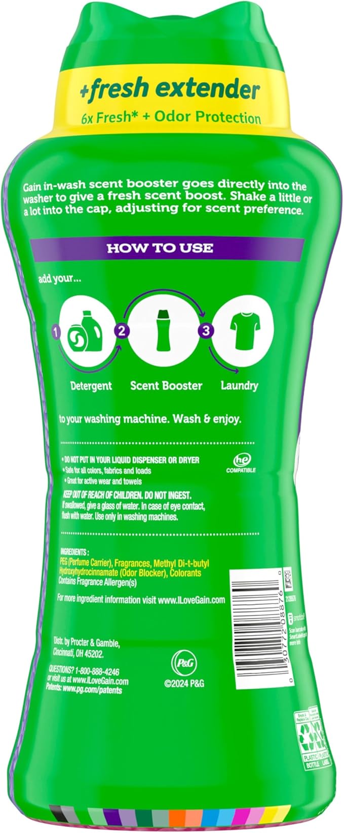 Gain In-Wash Laundry Scent Booster Beads, Moonlight Breeze Scent, 24.0 OZ, Fresh Extender + Odor Protection