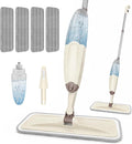HOMTOYOU Wet Mop for Floor Cleaning: Microfiber Spray Mop with 4 Washable Pads for Cleaning Home Kitchen Multi-Surface Floors - 1Pcs 400+ML Refillable Bottle