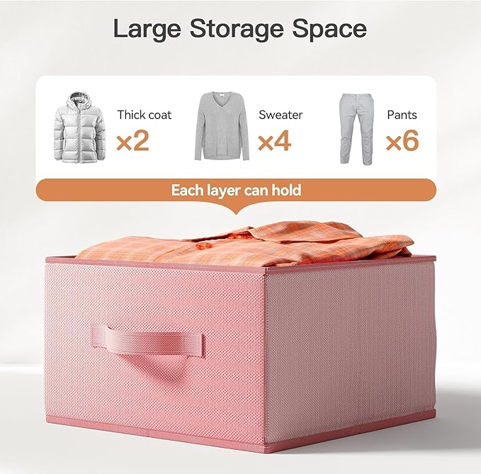 Pipishell Hanging Closet Organizer 6-Shelf, Hanging Shelves for Closet with 3 Removable Drawers & Side Pockets for Bedroom, Garment Rack and Wardrobe Organization, 12' x 12' x 43.3', Pink