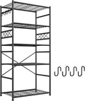 DurayLoly Storage Shelves 5 Tier Capacity,Metaling Shelving with Hooks,Heavy Duty Garage Shelves Unit with Leveling Feet,Wire Shelving for Pantry,Kitchen and Closet,23.6" W x 13.8" D x 72.4" H,500lbs