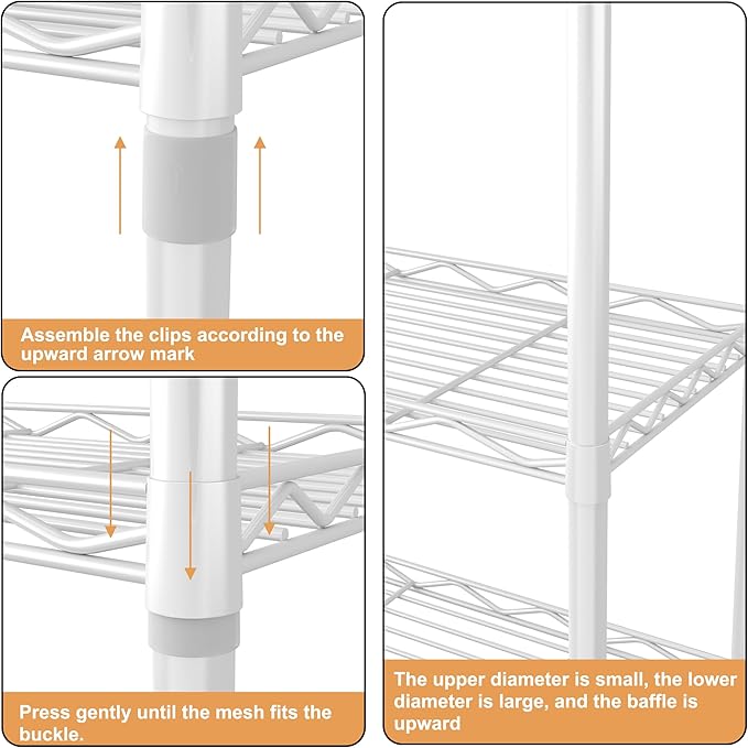 HOMEFORT 6-Tier Wire Shelving, 6 Shelves Unit Metal Storage Rack, Durable Organizer, Perfect for Pantry Closet Kitchen Laundry Organization (White)