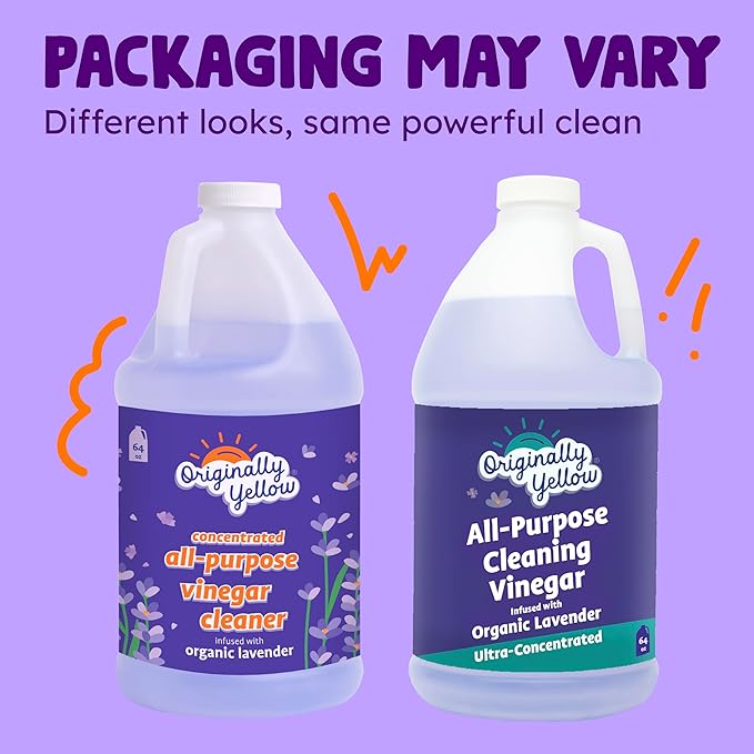 Originally Yellow Lavender White Vinegar For Cleaning Purpose | USA Made All Purpose Cleaner | Use as Glass, Kitchen & Floor Cleaner | Plant Derived Cleaning Vinegar 1 Gallon in 2 pack | 128 Oz