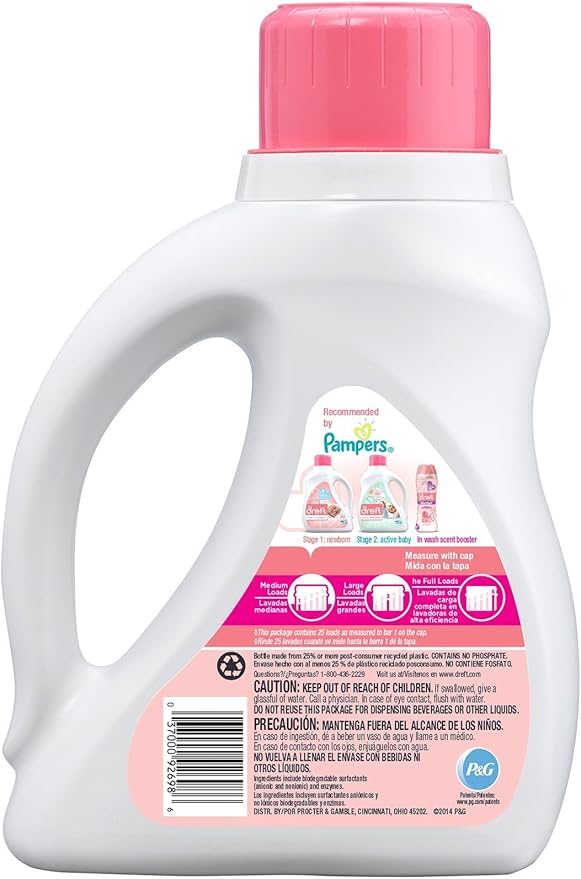 Dreft Stage Newborn Liquid Laundry Detergent, White, Baby Blossom, 40 Fl Oz