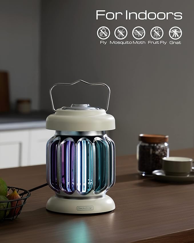 GeckoMan Hybrid Spectrum, Dusk-to-Dawn Bug Zapper Outdoor Bug Zapper Indoor Mosquito Repellent Outdoor Patio Mosquito Zapper Fly Zapper Fruit Fly Trap for Indoors Killer with Light Sensor