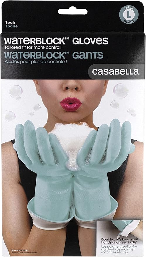 Casabella Waterblock Premium Gloves Aqua Blue, Large