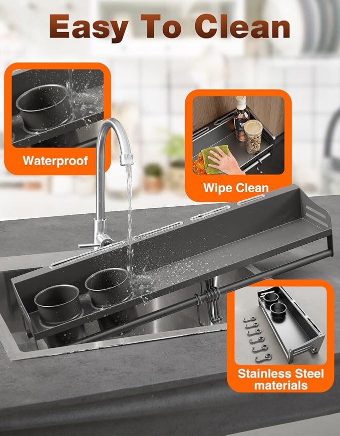 utensil hanger, wall mounted kitchen rail with hooks, waterproof hooks for kitchen utensils, easy installation without drilling (23.6 inches, Cups, 2)