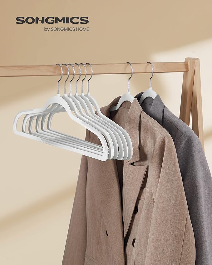 SONGMICS Clothes Hangers, Pack of 50 Plastic Coat Hangers, Space-Saving, Cloud White UCRP050W05
