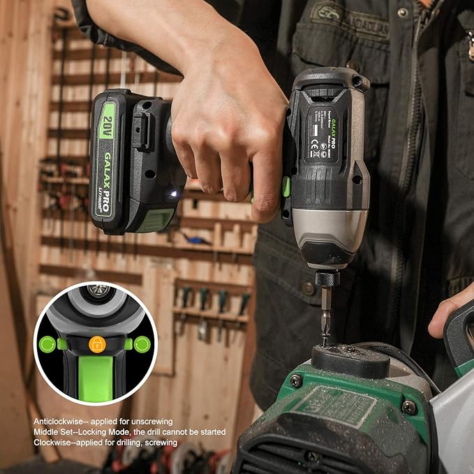 GALAX PRO Cordless Drill Driver/Impact Driver with 1pcs 1.3Ah Lithium-Ion Batteries, Charger Kit, 11pcs Accessories and Tool Bag