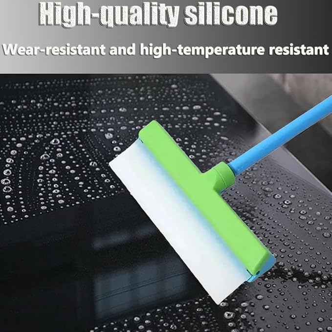 Recyclable Silicone Window Squeegee Kit - 3-in-1 Window Washer,Squeegee and 3 Microfiber Cloths, Ergonomic Handle & Streak-Free Blade for Windows, Mirrors, Shower Doors, Glass (Green)