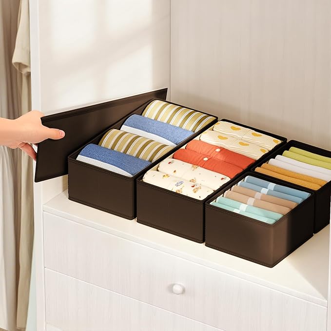 DIMJ Drawer Organizer Clothes Storage - 16 Pack Baby Dresser Organizer for Nursery, Foldable Drawer Dividers for Bedroom Closet Organization, Fabric Storage Bins for Socks, Underwears, Bras