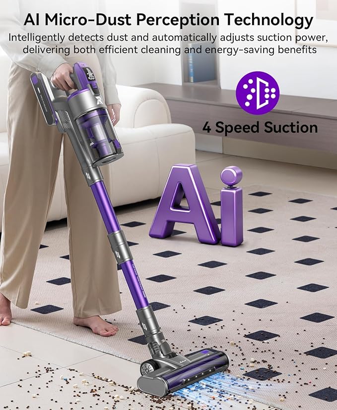 Redroad Cordless Vacuum Cleaner 55,000Pa 70Mins Vacuum Cleaner 150,000PRM, 18-Layer Filtration Vacuum, Self-Standing Vacuum Cleaners for Home with 1600ml Cup for Pet Hair Carpet Hardwood Floor Car X18