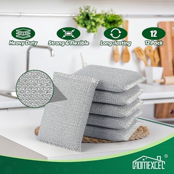HOMEXCEL All-Purpose Sponge Pads 12PK, Non-Scratch Dish Sponges Safe for Non-Stick Cookware, Pots & Pans, Ideal Cleaning Dish Scrubber Pads for Kitchen, Bathroom and Household