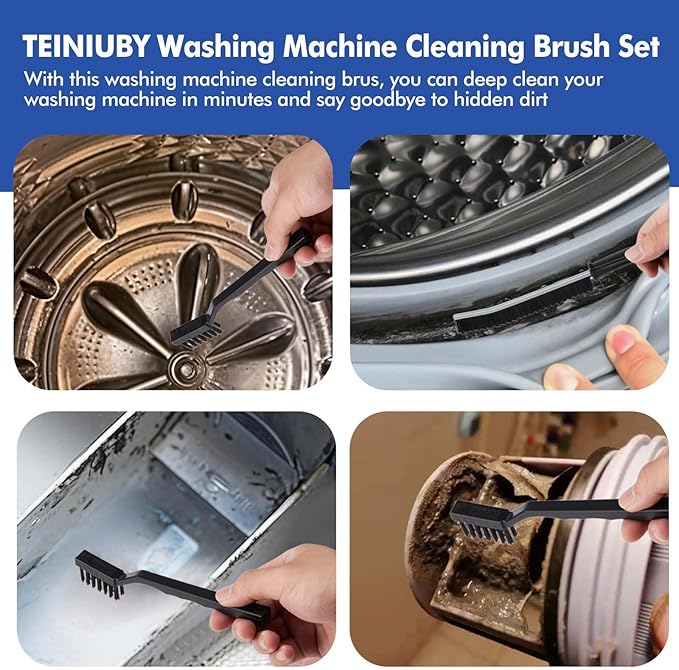 6 Pcs Washing Machine Cleaning Brush Kits, Front Load Washer Cleaner Brushes Tools - 1 Pcs Drum Laundry Cleaning Brush and 5 Pcs Crevice Cleaning Brushes for Lint, Tight Spaces and Washer Rubber Seal