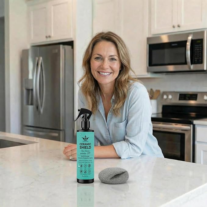 Ceramic Shield Ceramic Coating Spray for Home Surfaces – Anti-Fingerprint Hydrophobic Protection for Stainless Steel Appliances, Countertops, Glass & Shower Doors – Multi Surface Nano Ceramic Coating