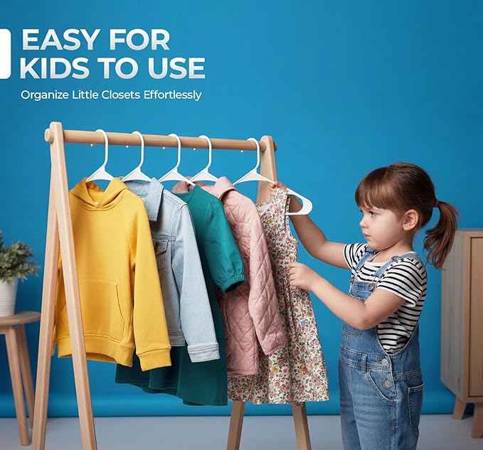 Beddora Plastic Hangers 50 Pack, White Clothes Hangers for Closet Organization and Storage Space-Saving Design, Kids & Adult Coat Hanger for Suits, Shirt & Percheros Ganchos para Colgar Ropa Hangars