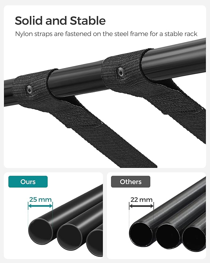 SONGMICS Luggage Rack for Guest Room, Set of 2 Suitcase Stands, Foldable Steel Frame, for Hotel, Bedroom, Holds up to 110 lb, 27.2 x 15 x 20.5 Inches, Black URLR001B02