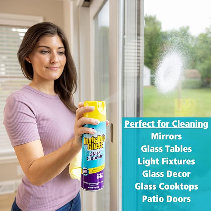 Invisible Glass 91160-4PK Premium Aerosol Glass and Window Foaming Cleaner Spray – Cleans Glass, Windows, Mirrors, Shower Doors, and More – Streak-Free, Ammonia-Free, Tint-Safe – 19 oz (Pack of 4)
