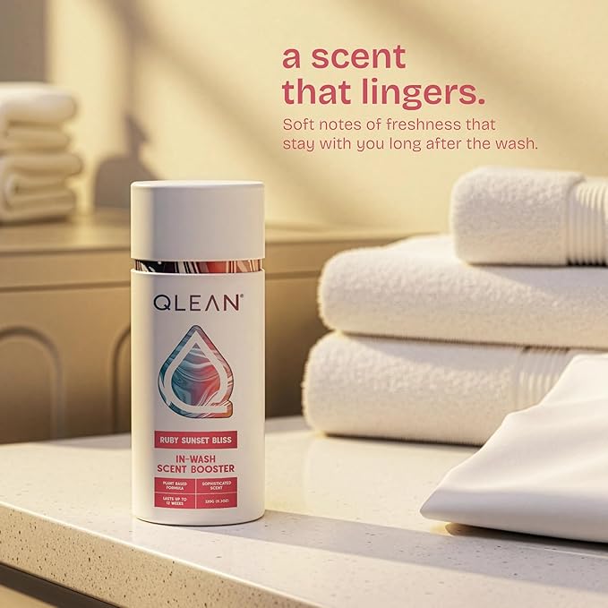 QLEAN In Wash Scent Booster Beads - 100% Plant Based - Natural Laundry Booster Beads & Smell Deodorizer - Environment Friendly Odor Eliminator for Clothes (320 grams) (Ruby Sunset Bliss)