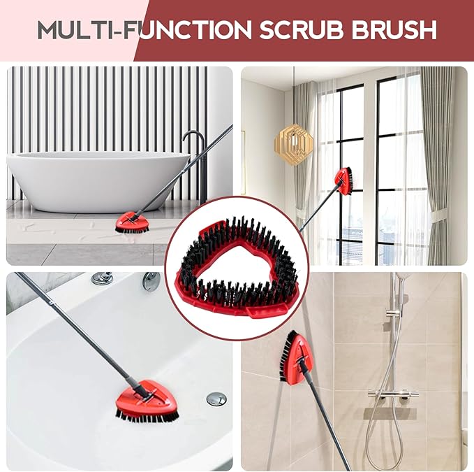 Spin Mop Scrub Brush Head Compatible with oceda EasyWring 1-Tank System, 2 pcs Scrub Brush, Floor Scrubber Hard Bristle Cleaning Brush for Bathroom, Kitchen, Tub and Tile