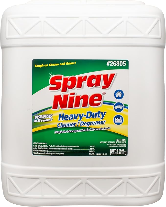 Spray Nine 26805 Heavy Duty Cleaner, Degreaser & Disinfectant for Home, Yard Equipment, Automotive & More - Refill for Spray Bottle 5 Gallon Pail (Pack of 1)