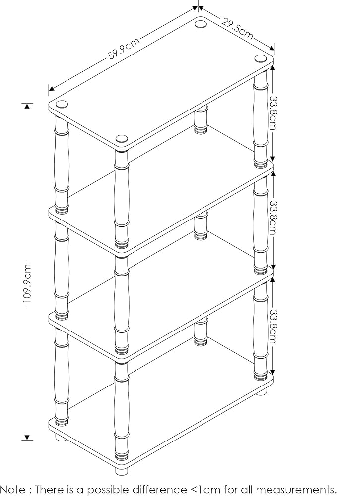 Furinno Turn-N-Tube 4-Tier Multipurpose Shelf Display Rack, Classic Tubes, Light Cherry/Black