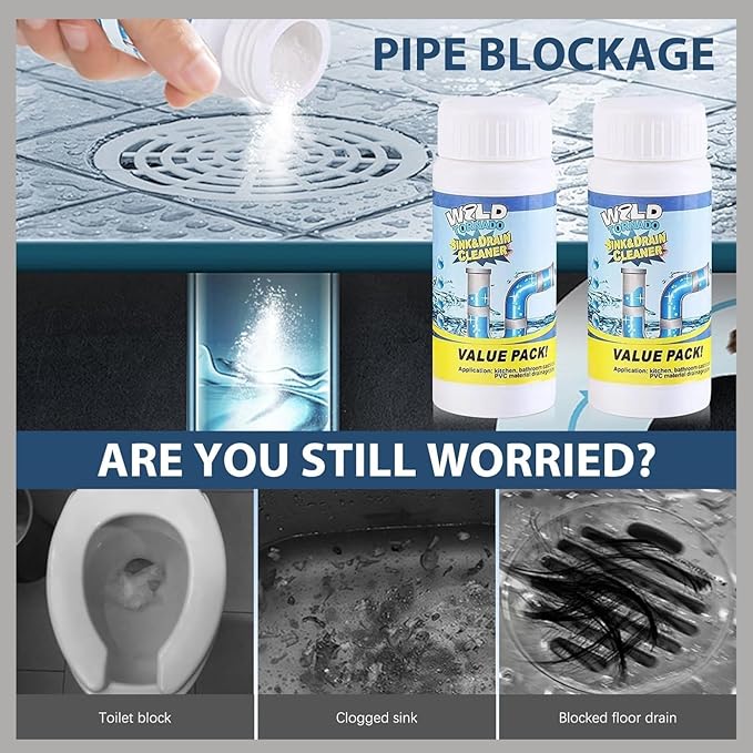 Pipe BFast Acting Foaming Unclogger for Kitchen Sink, Bathroom, Shower, and Toilet Pipeline Cleaningobo Drain Cleaner,Wild Sink And Drain Cleaner Powder, (5)