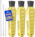 6 Pack Holikme 4 in 1 Cup Lid Cleaning Brush Set with 3 Straws, Multifunctional Bottle Brush, Silicone Cup Lid Gap Cleaner, Durable Bristle Crevice Cleaning Brush, Yellow
