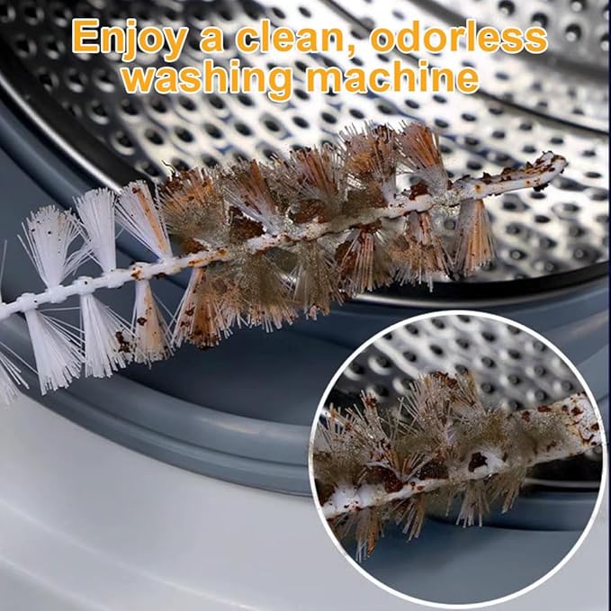 Washing Machine Cleaner Brush, Household Nylon Brushes for Cleaning Washing Machine Brush, Front Load Rolling Washing Machine Cleaning Brush, Flexible Slit Cleaning Brush Dryer Vent Brush