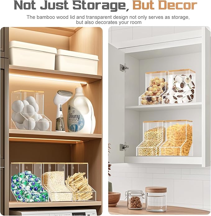 JYPS Laundry Box,Acrylic Dishwasher Pod Holder with 2 Lids,Powder Dispenser,Drying Balls,Beads,Soap Organizer for Room Table/Wall Mounted,Snack Candy Storage (1pcs-bigger)