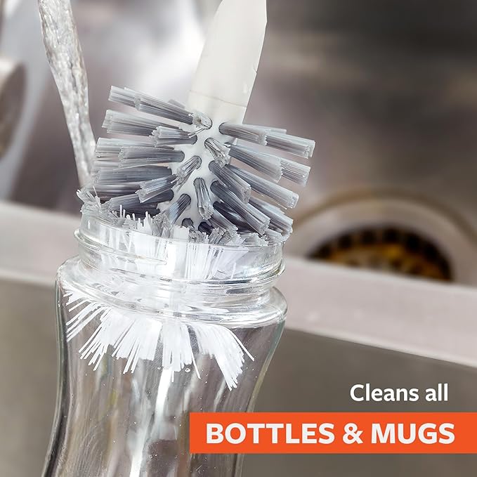 Full Circle Clean Reach Bottle Brush Refill – Replaceable Heads for Deep Cleaning Water Bottles, Baby Bottles, and Tumblers, 2pk