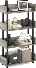 Furinno TURN-N-TUBE 4-Tier Display Shelf, Storage Shelves, Book Shelf, Open Shelves with Rounded Corner Top Edges, for Organization and Storage, Living Room, Home Office, French Oak